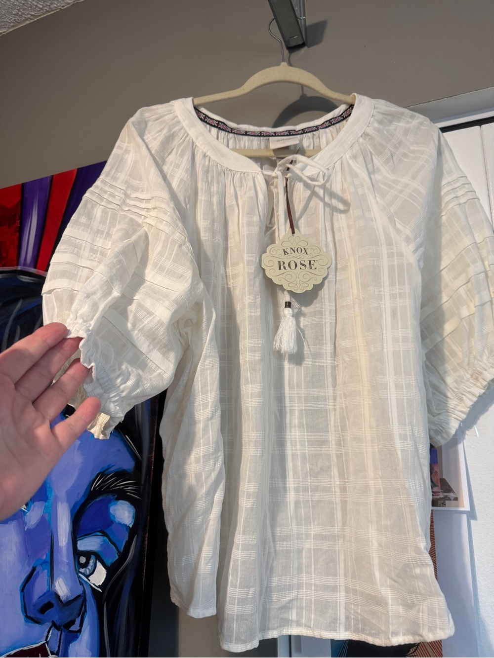 NWT Crisp White Boho Embroidered Tassel Blouse XXL hippie 2x - Picture 3 of 12